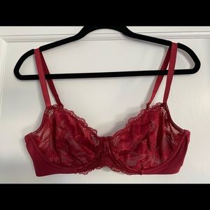 True & Co Soft Lace Unlined Balconette Bra 34D